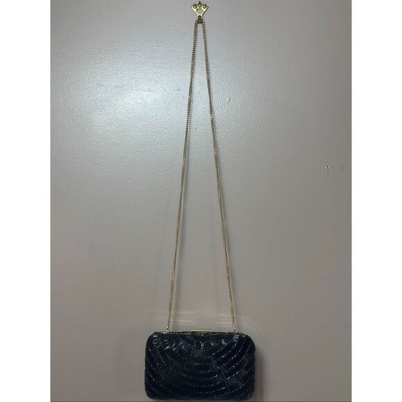 NWOT Antik Kraft Beaded Evening Black & Gold Purse Clutch Purse - Picture 2 of 6